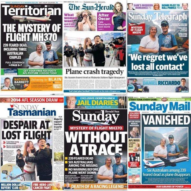 Media Headline all around the world regarding MH370