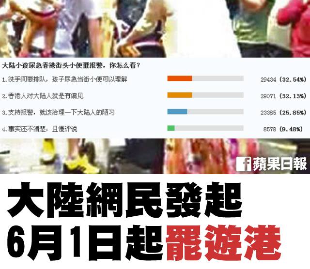 大陸網民發起6月1日起不去香港行動