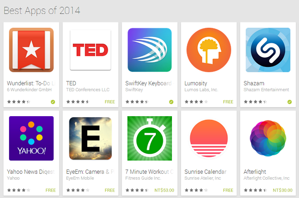  Google 官方推薦 2014 Android 上最佳的 64 款 Apps，你用過哪幾款？