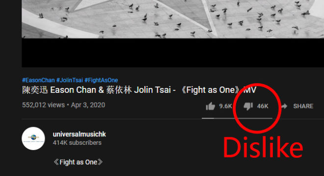 《Fight as One》Dislike比Like多 防疫暖歌扯中国被骂翻 蔡依林：我感到渺小